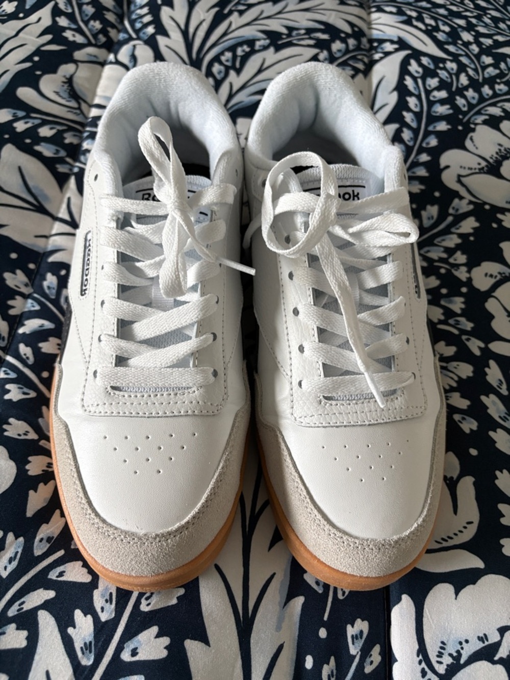 Reebok White Leather Sneakers with Gum Outsole